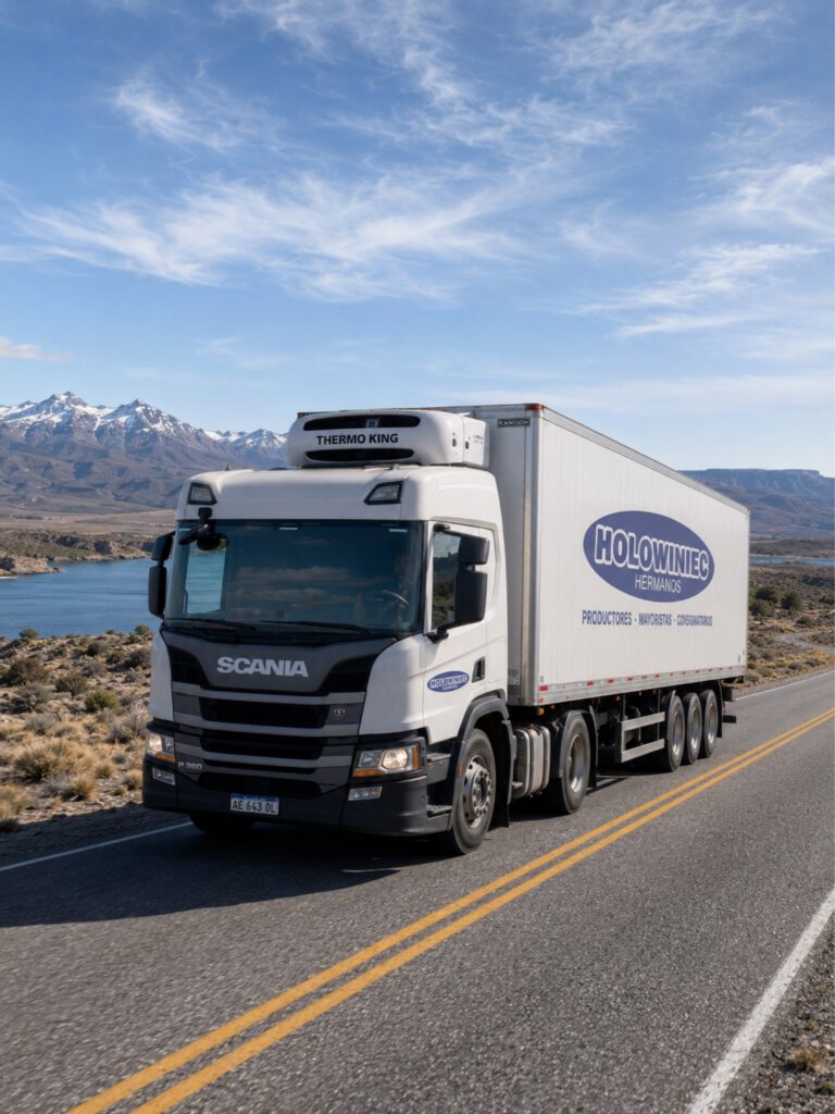 Camión propio de Holowiniec Hermanos en ruta